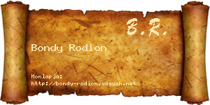 Bondy Rodion névjegykártya